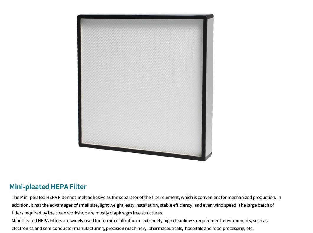 Industrial Custom 0.3 Micron 99.99% H13 H14 U15 HEPA Filter Medical Hospital Merv Air Filter